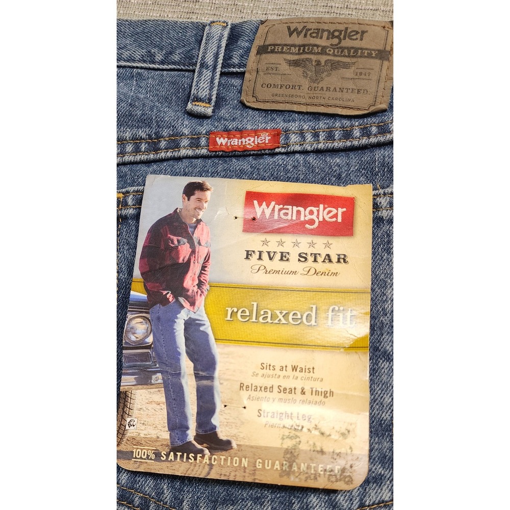 Wrangler Five Star Relaxed Fit Jeans Mens 38x29 Medium Wash Denim NEW - Picture 7 of 10